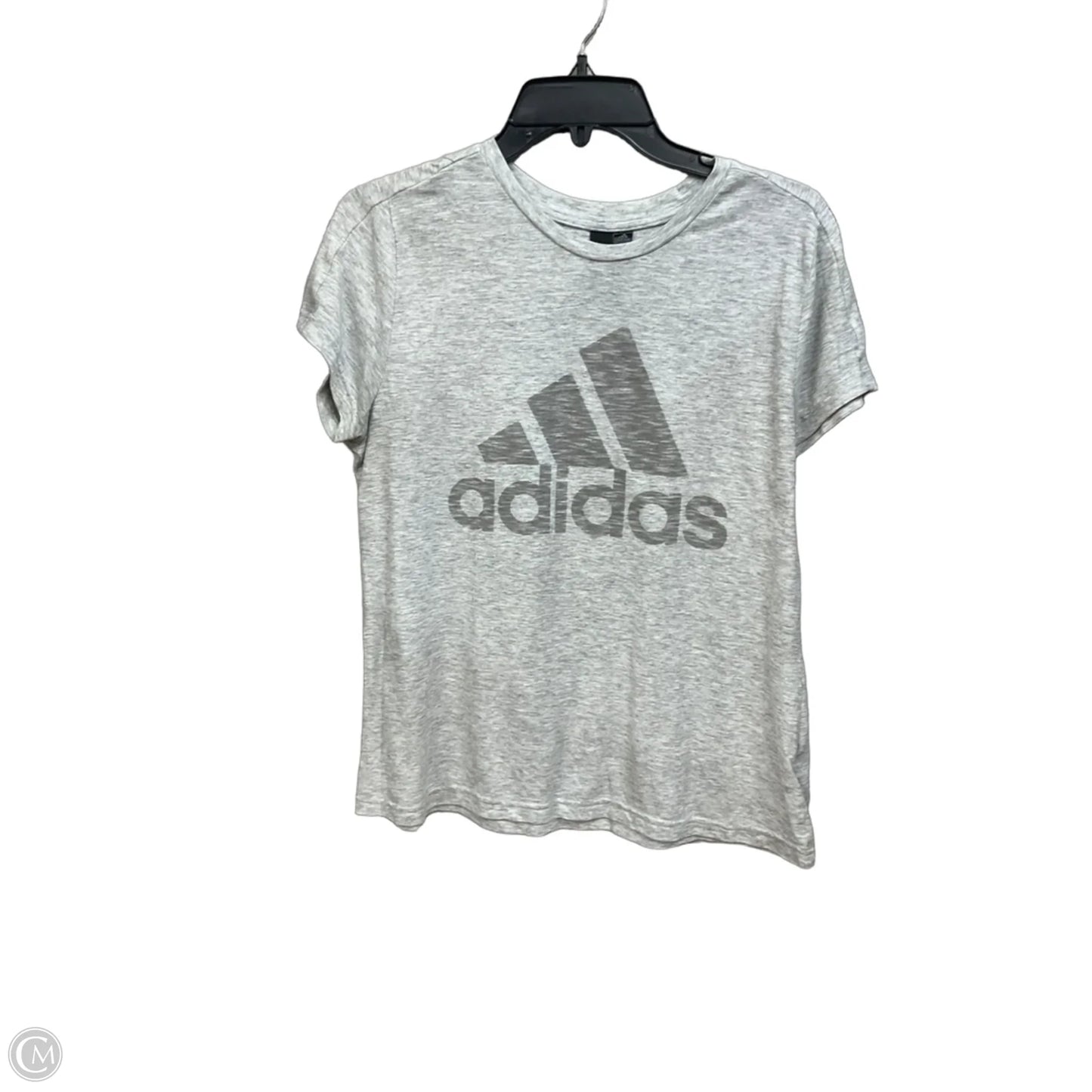 Athletic Top Short Sleeve By Adidas In Grey, Size: L
