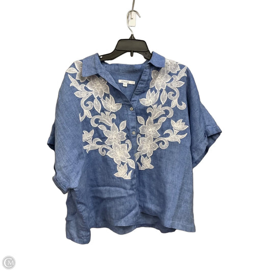 Blouse Short Sleeve By Chicos In Floral Print, Size: Xl