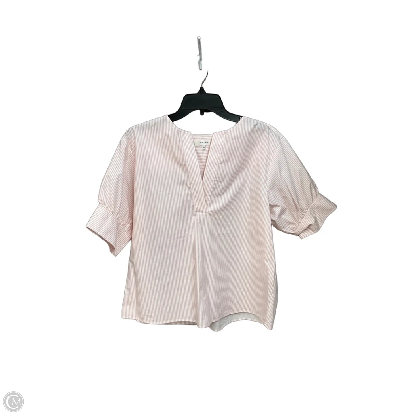 Top Short Sleeve By Frame In Striped Pattern, Size: M