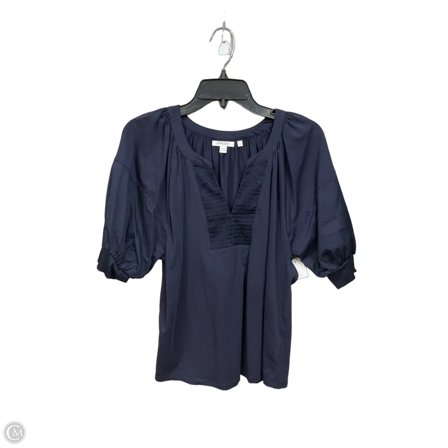 Top Short Sleeve By Chicos In Navy, Size: M