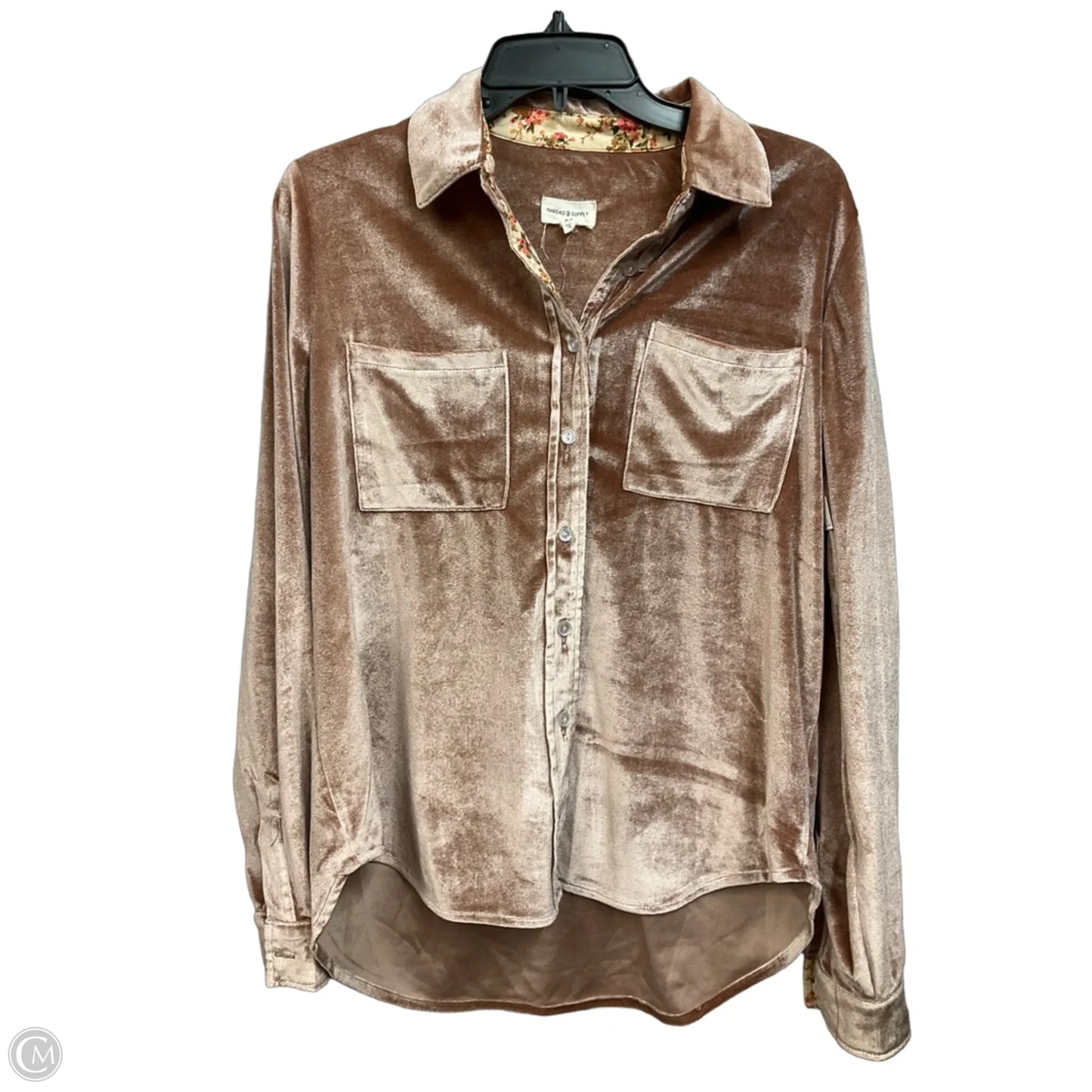 Top Long Sleeve By Thread And Supply In Tan, Size: Xs