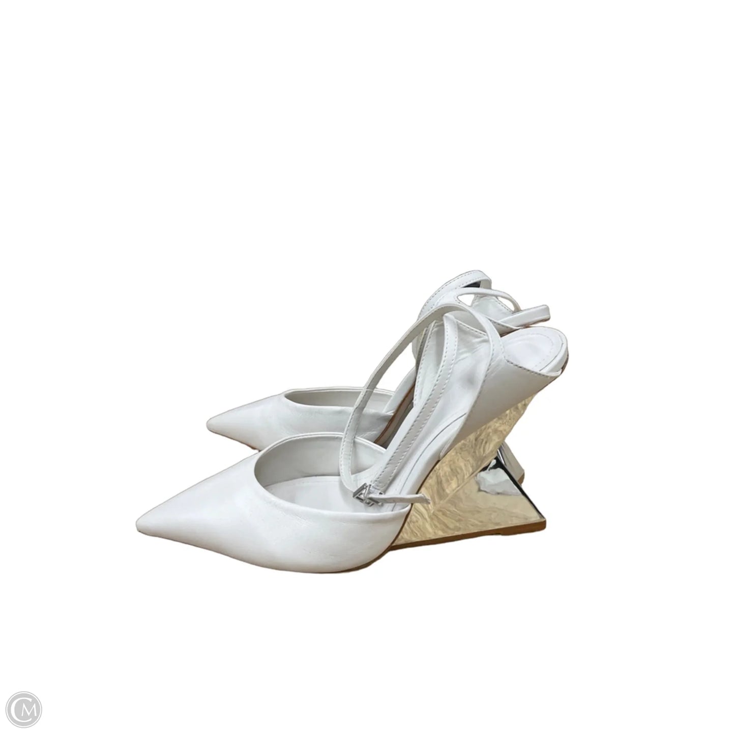 Shoes Heels Wedge By Schutz In Cream & Silver, Size: 8.5