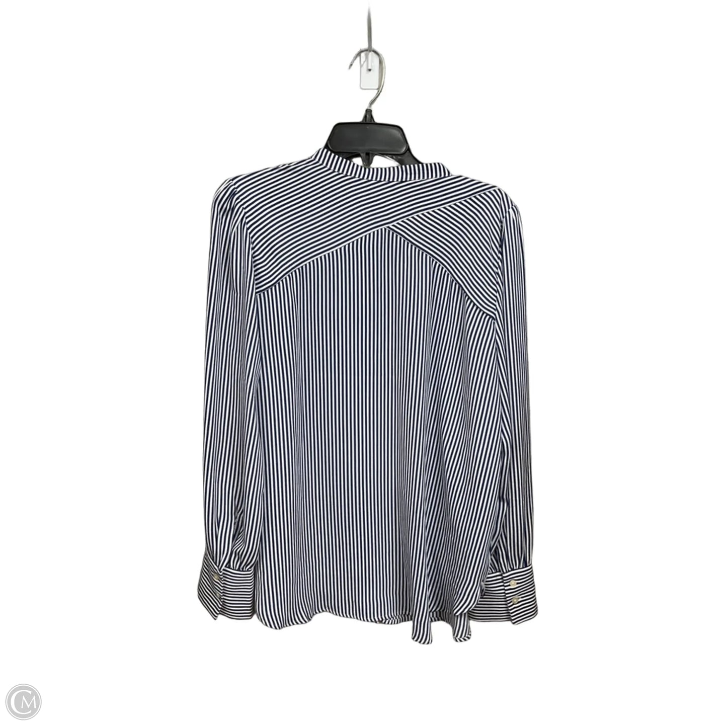 Blouse Long Sleeve By Loft In Striped Pattern, Size: L