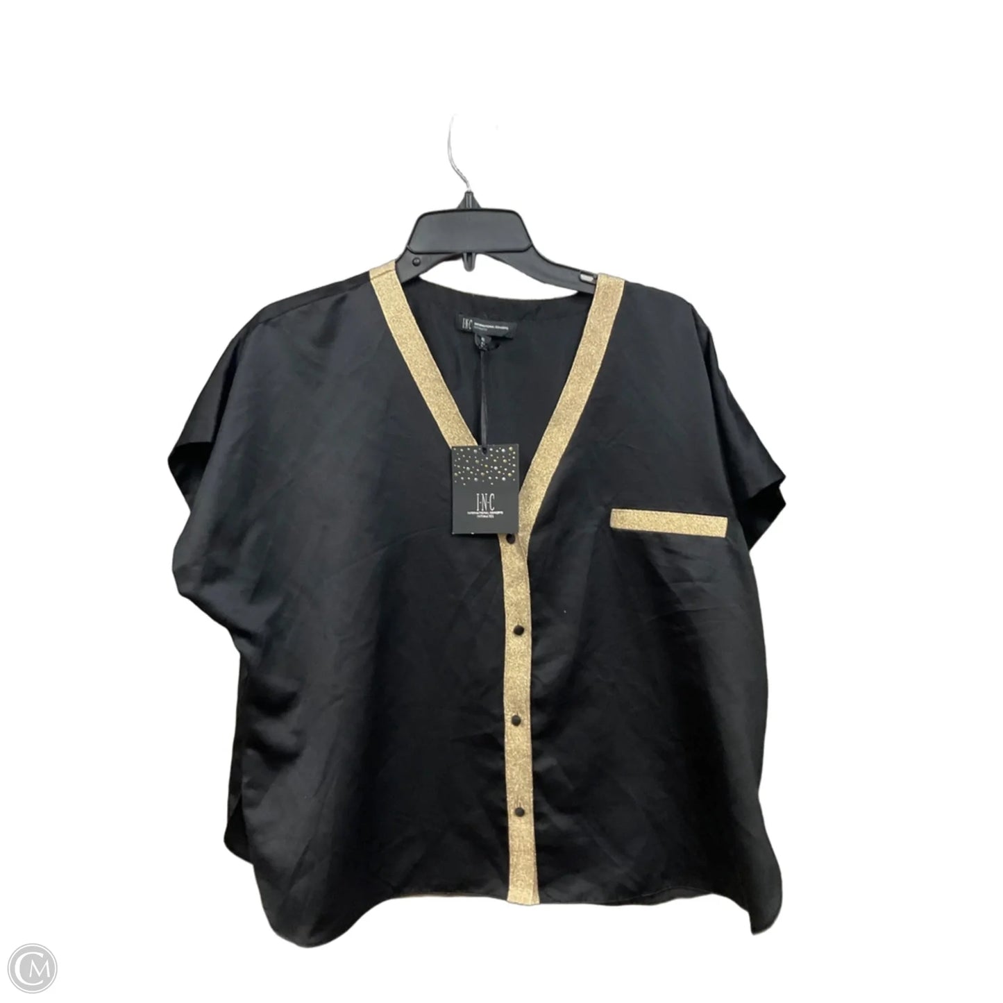 Top Short Sleeve By Inc In Black & Gold, Size: Xl