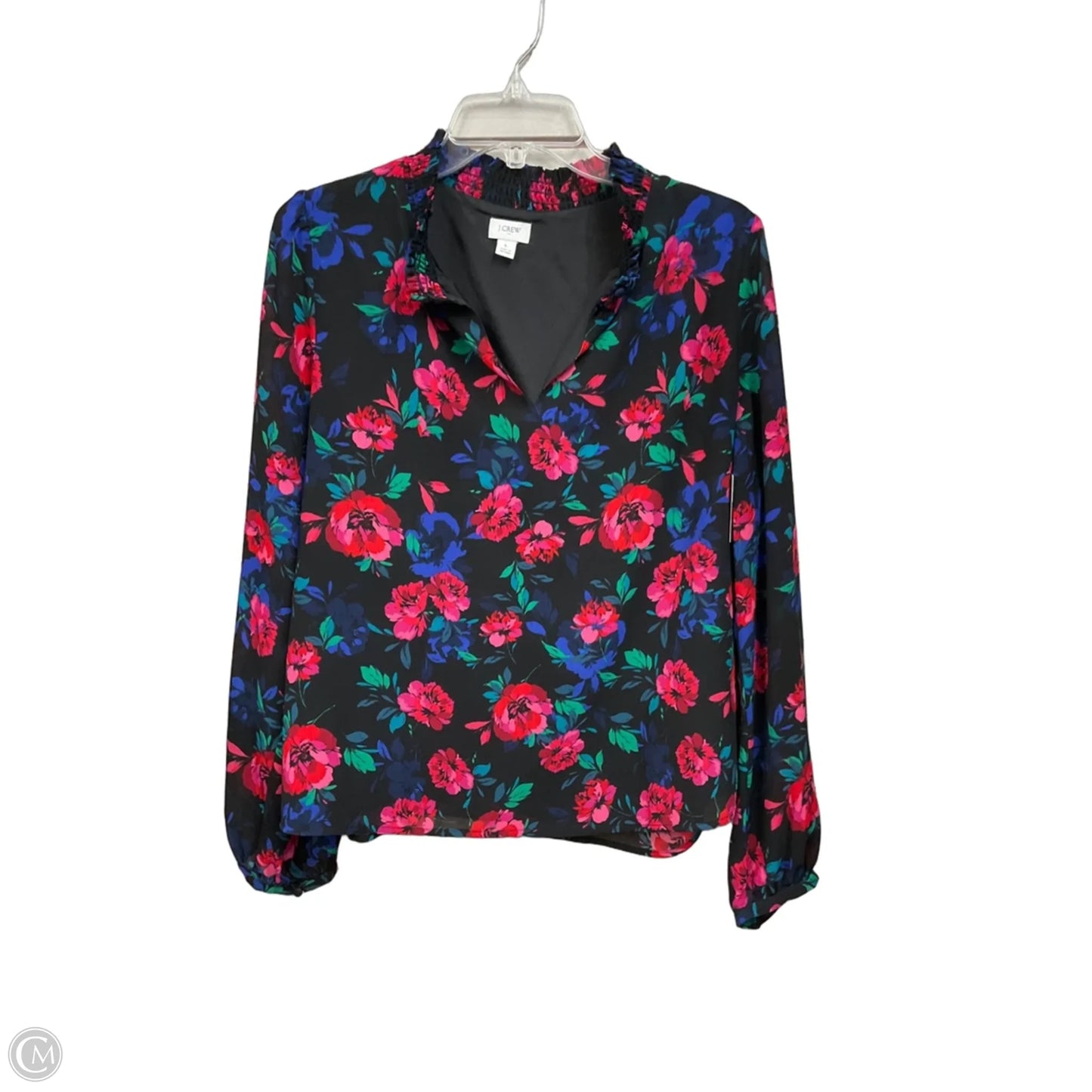 Blouse Long Sleeve By J. Crew In Floral Print, Size: L