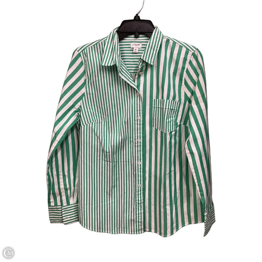 Top Long Sleeve By J. Crew In Green & White, Size: M