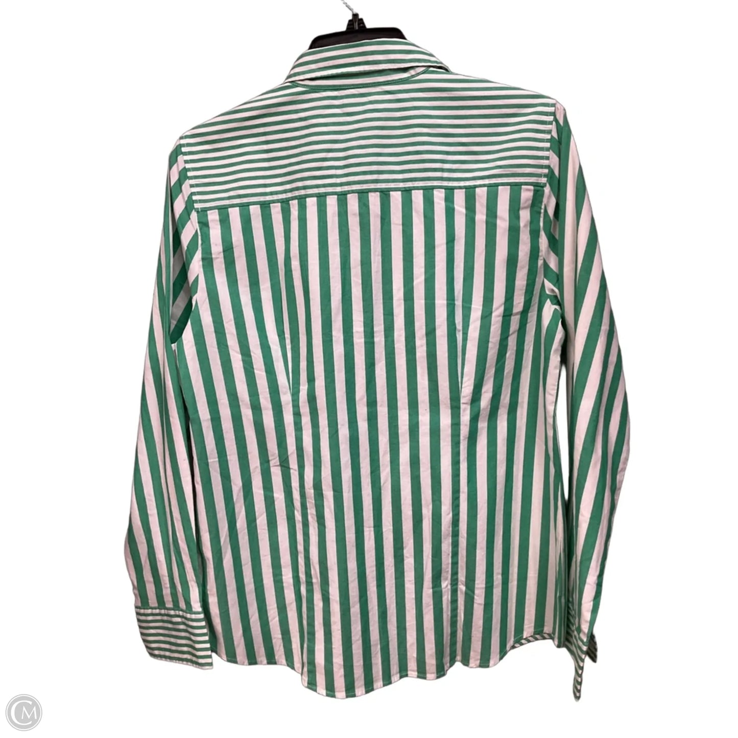Top Long Sleeve By J. Crew In Green & White, Size: M