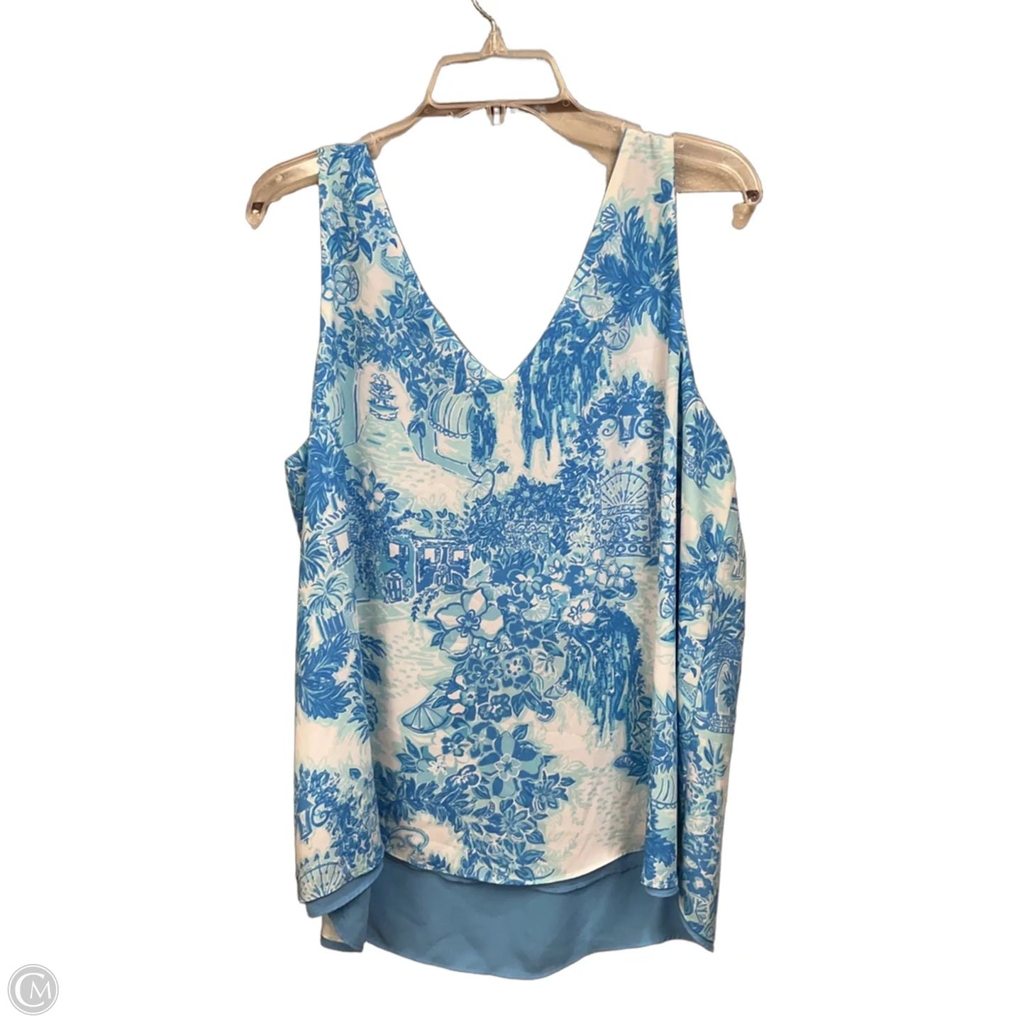 Top Sleeveless Designer By Lilly Pulitzer In Blue & White, Size: Xl