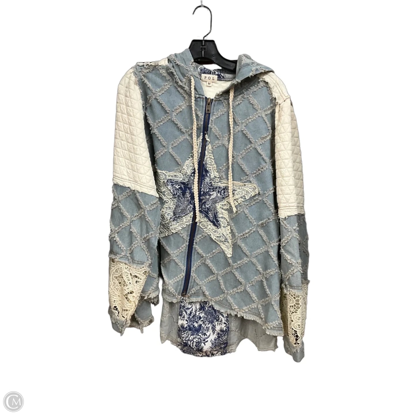 Jacket Denim By Pol In Blue & White, Size: M