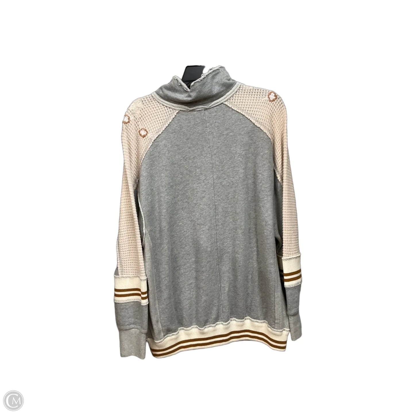 Sweatshirt Collar By Gimmicks In Cream & Grey, Size: L