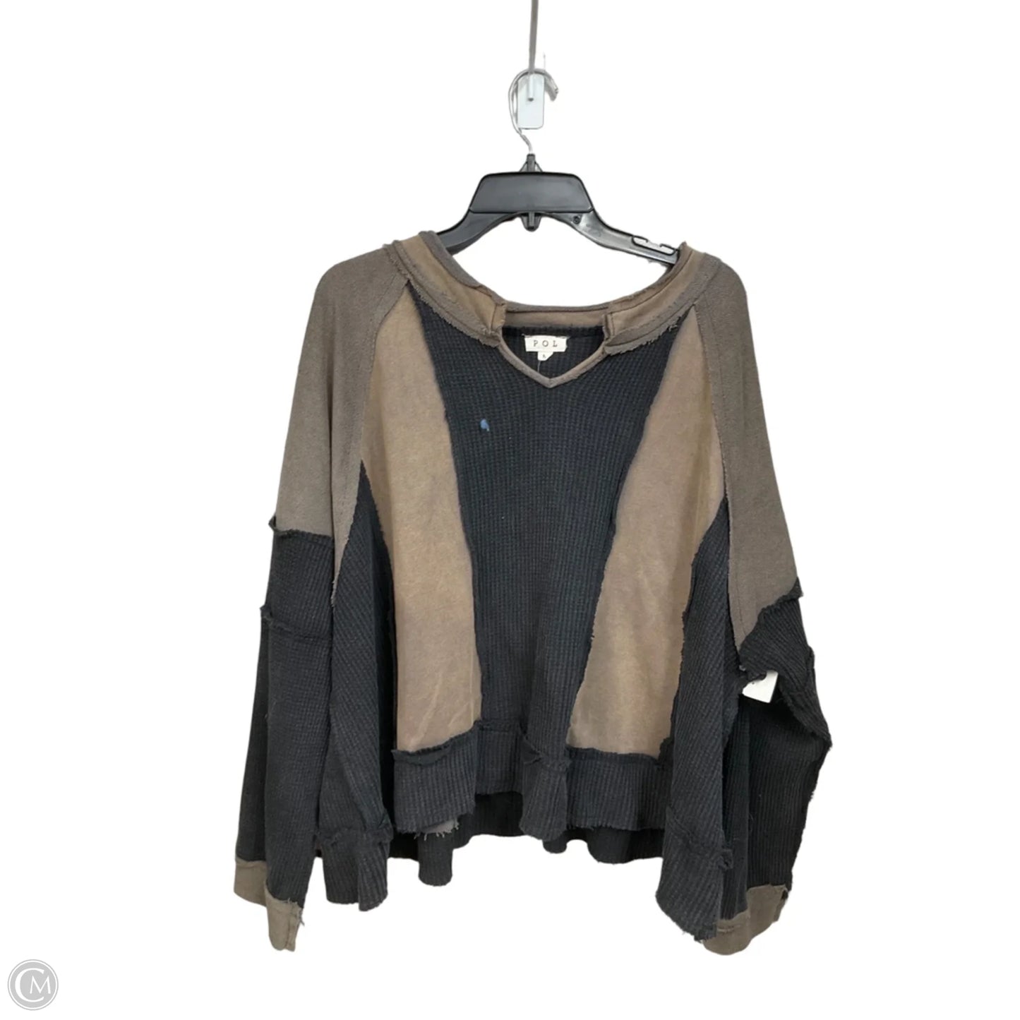 Sweatshirt Crewneck By Pol In Black & Brown, Size: M