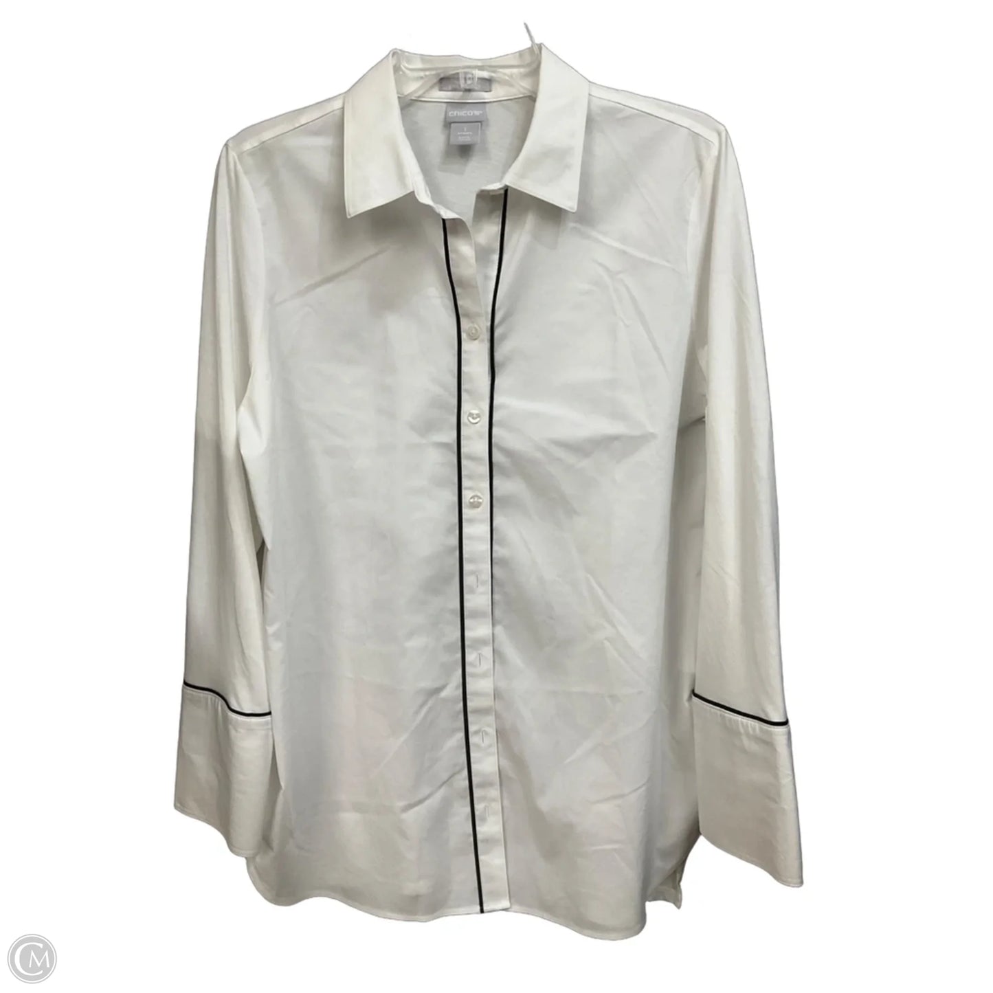 Top Long Sleeve By Chicos In White, Size: M