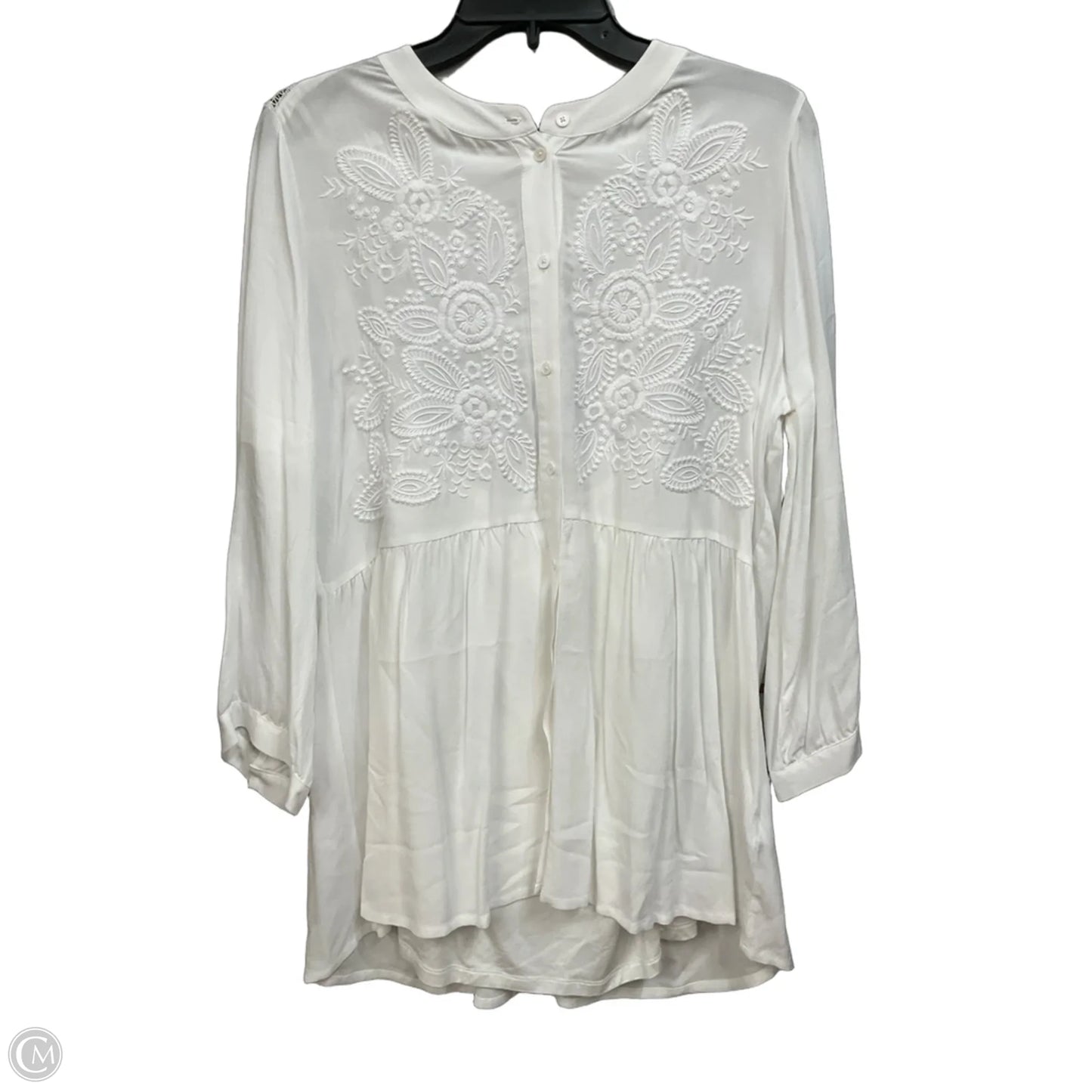 Blouse Long Sleeve By Soft Surroundings In White, Size: M