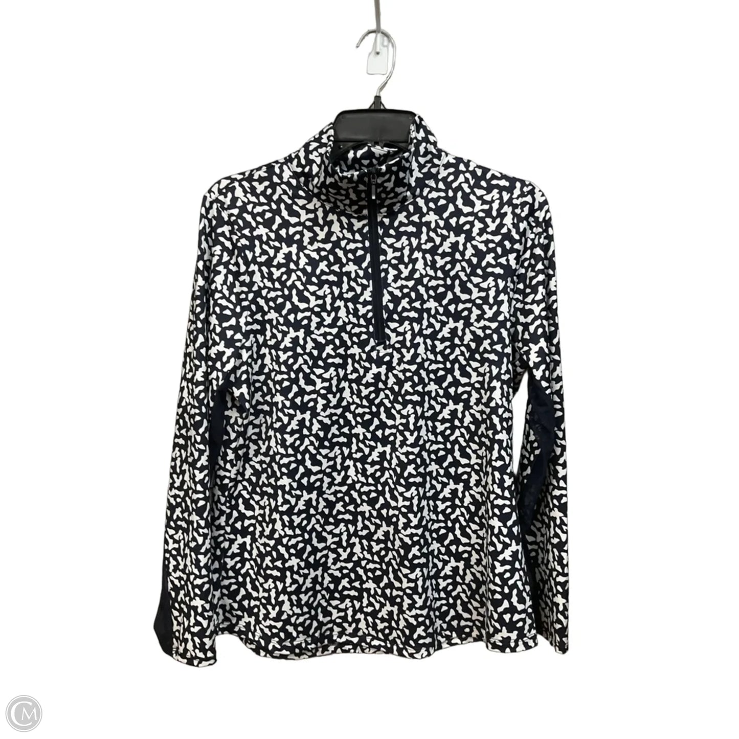 Athletic Top Long Sleeve Collar By Chicos In Blue & White, Size: M