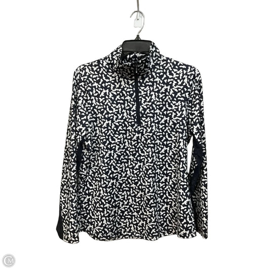 Athletic Top Long Sleeve Collar By Chicos In Blue & White, Size: M