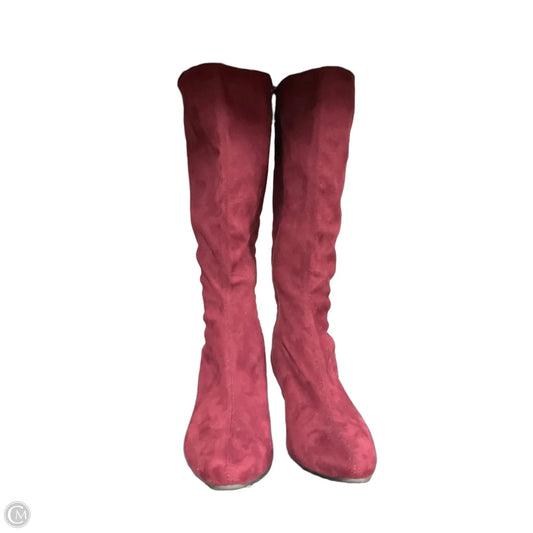 Boots Knee Heels By Impo In Maroon, Size: 9