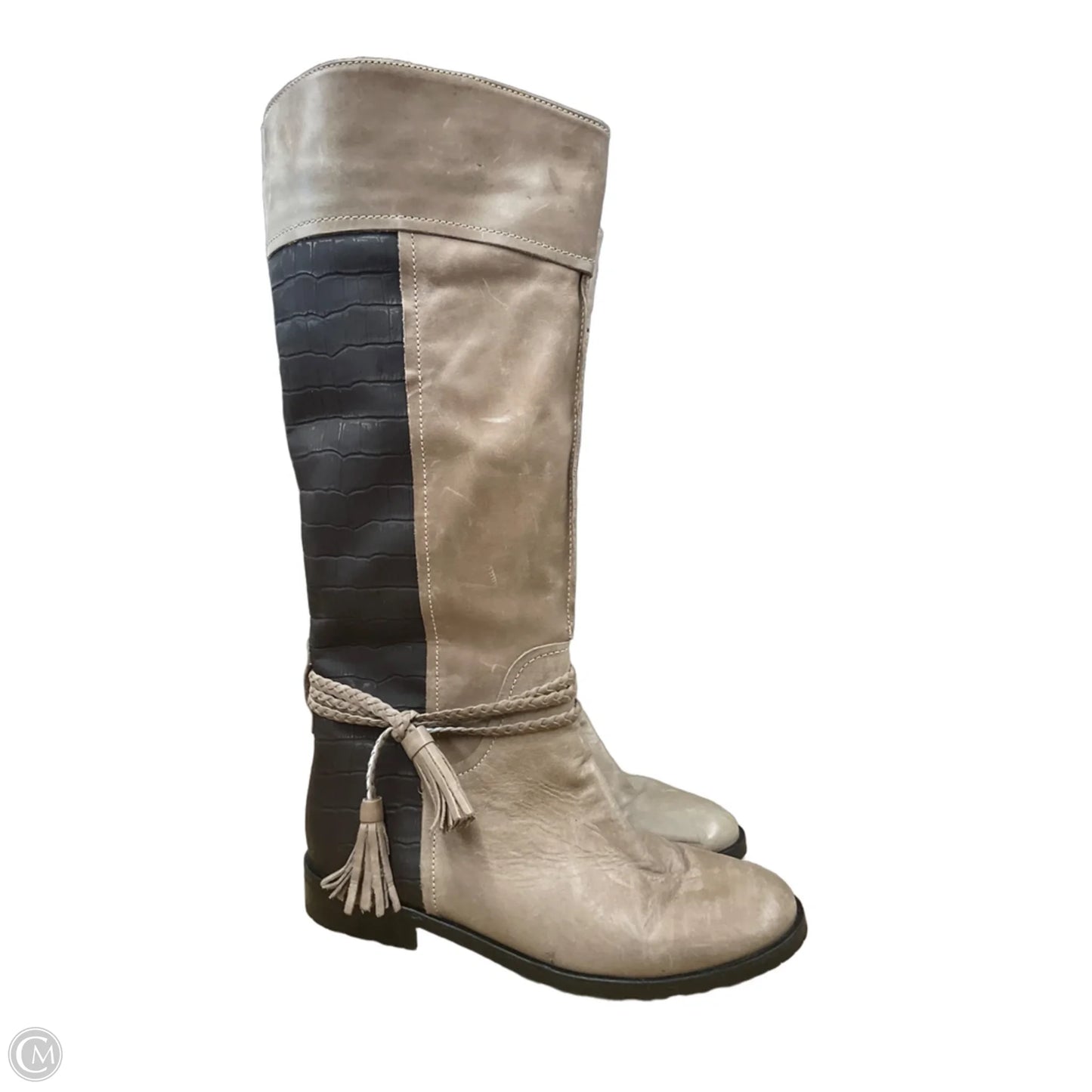 Boots Knee Flats By Clothes Mentor In Brown & Tan, Size: 8.5