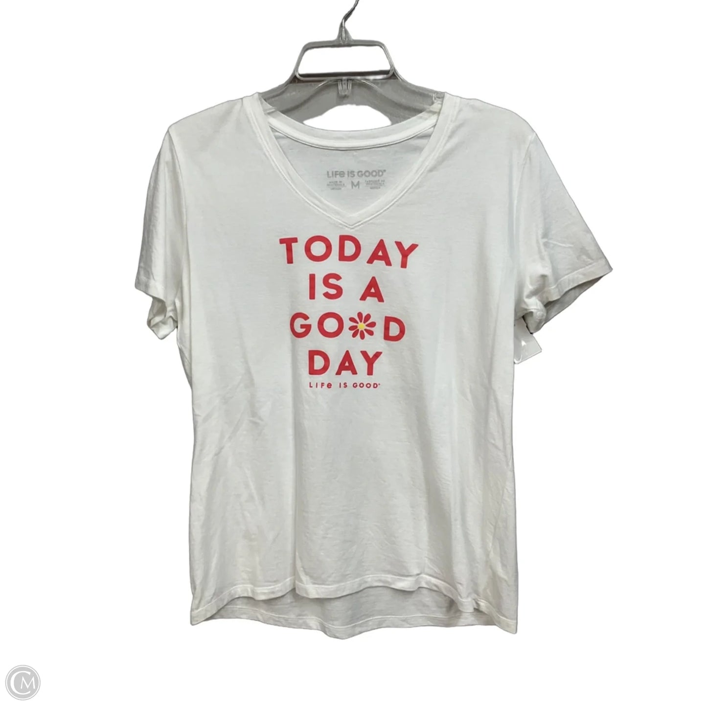 Top Short Sleeve By Life Is Good In White, Size: M