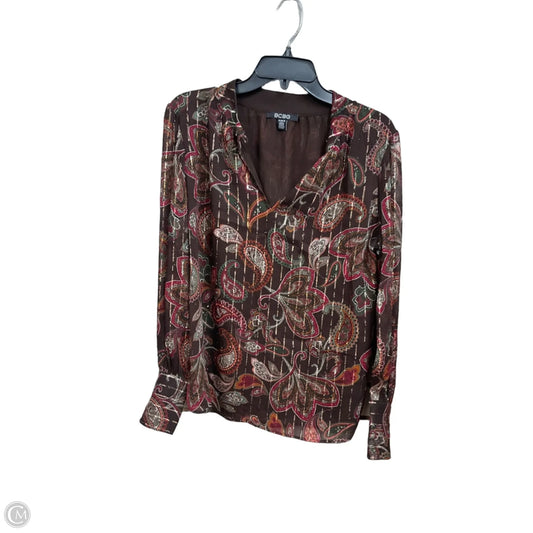 Blouse Long Sleeve By Bcbg In Paisley Print, Size: Xl
