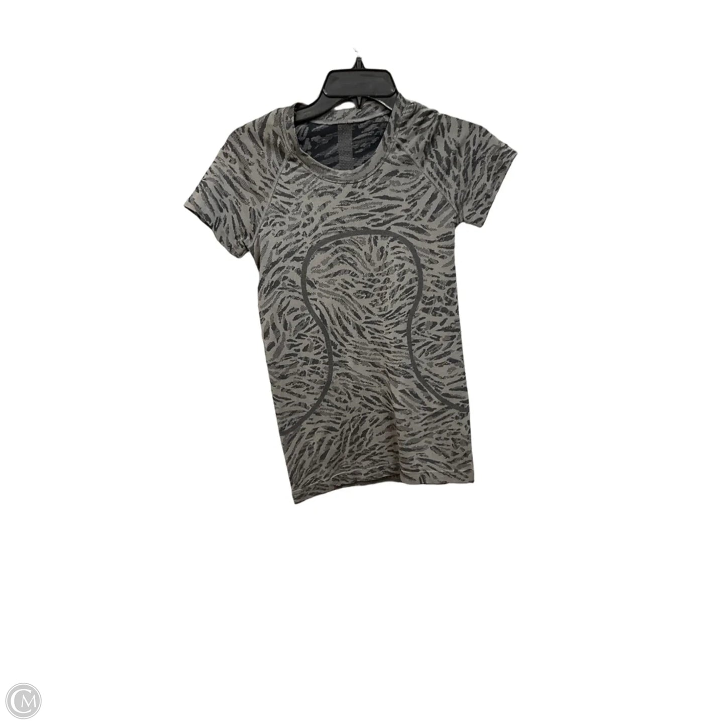 Athletic Top Short Sleeve By Lululemon In Black & Grey, Size: S