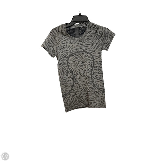 Athletic Top Short Sleeve By Lululemon In Black & Grey, Size: S