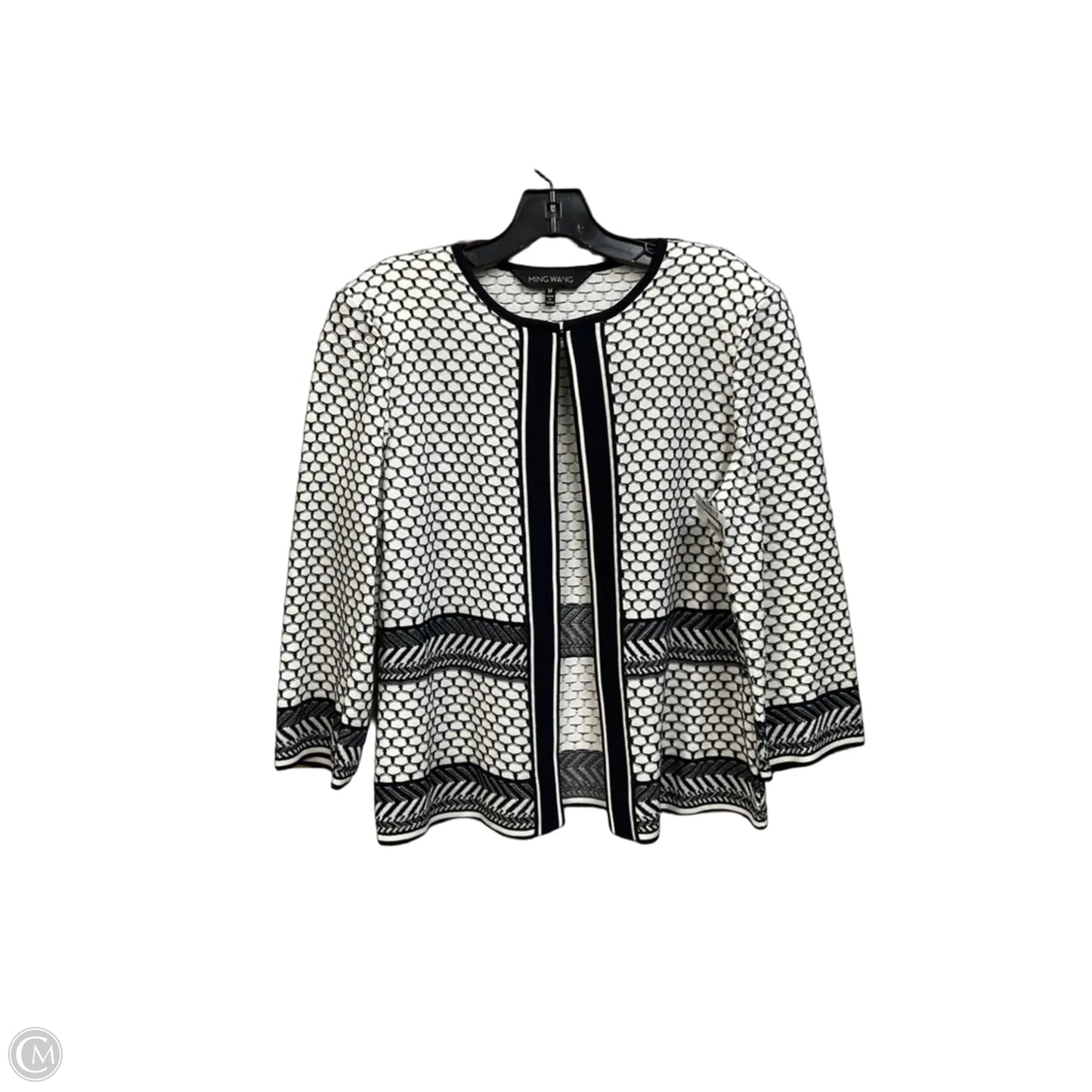 Cardigan By Ming Wang In Black & White, Size: M