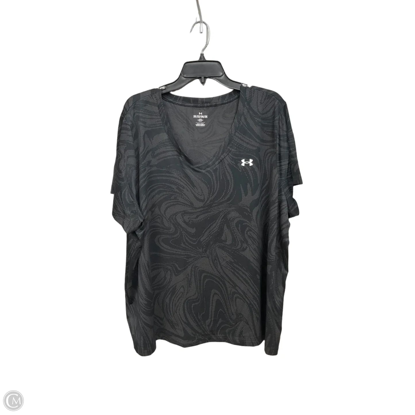 Athletic Top Short Sleeve By Under Armour In Black & Grey, Size: 3x