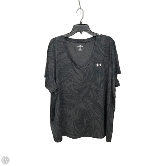 Athletic Top Short Sleeve By Under Armour In Black & Grey, Size: 3x