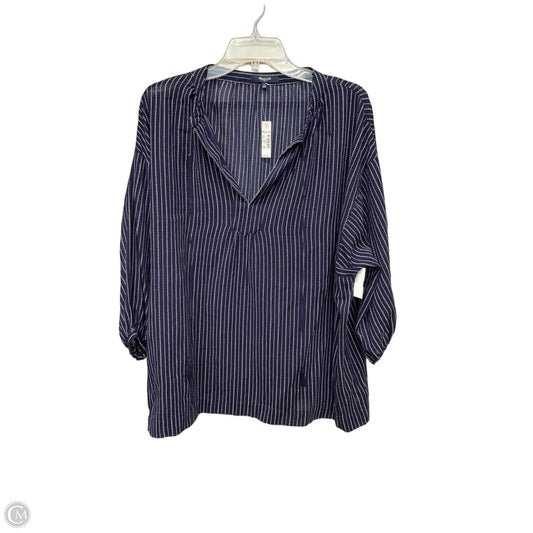 Top 3/4 Sleeve By Madewell In Blue & White, Size: S