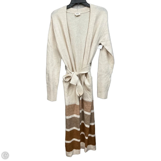 Sweater Cardigan By Upwest In Brown & Cream, Size: S