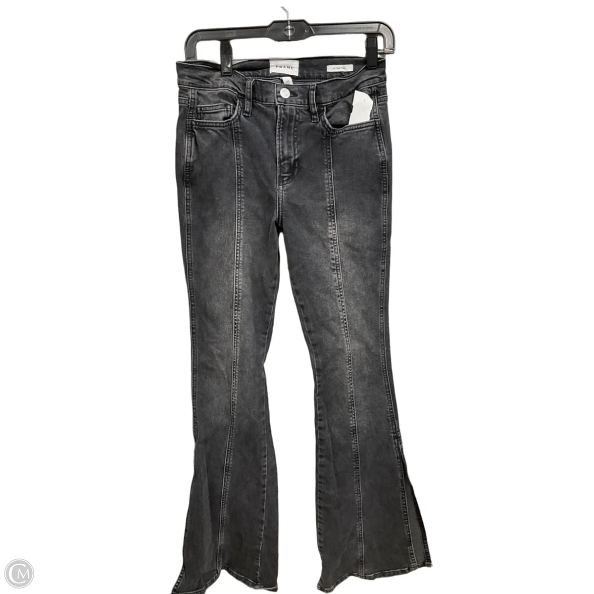 Jeans Flared By Frame In Black Denim, Size: 2