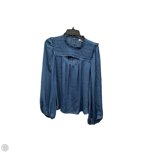 Blouse Long Sleeve By Skies Are Blue In Blue, Size: M