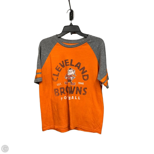 Top Short Sleeve By Fanatics In Grey & Orange, Size: M