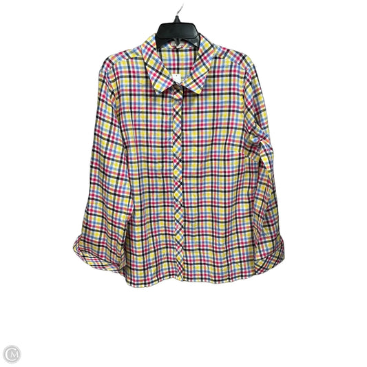 Top Long Sleeve By Talbots In Plaid Pattern, Size: Xl