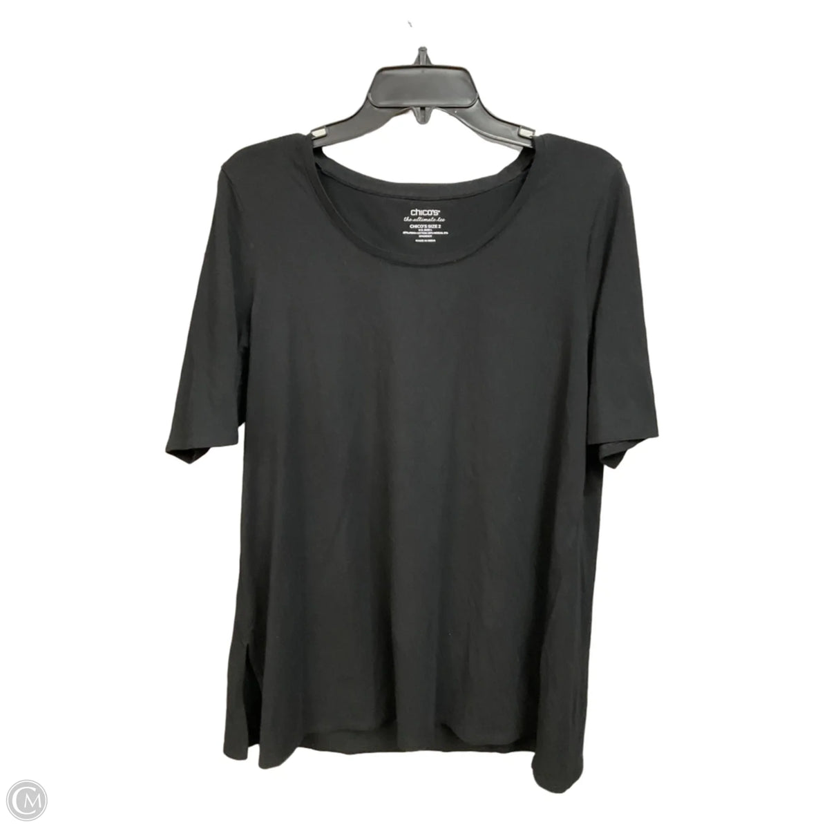 Top Short Sleeve Basic By Chicos In Black, Size: L