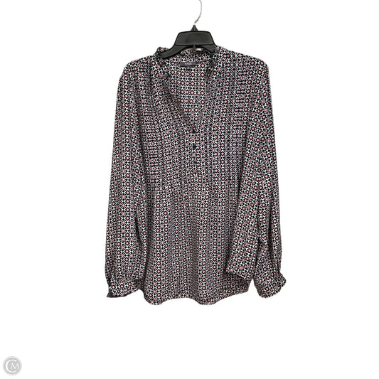 Blouse Long Sleeve By Nydj In Geometric Pattern, Size: Xl