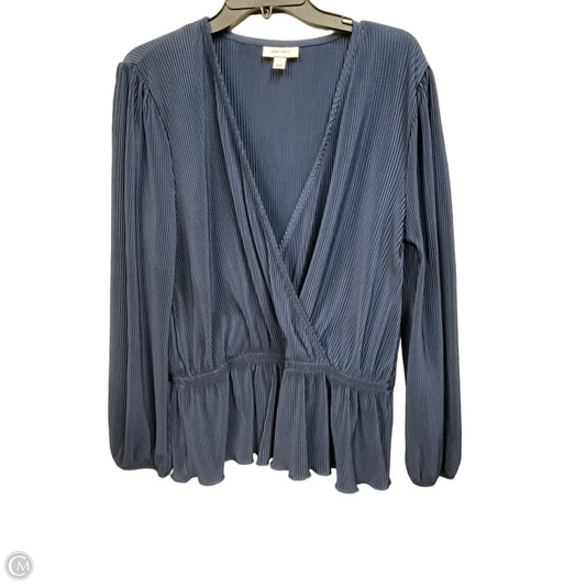 Blouse Long Sleeve By On 34th In Navy, Size: L