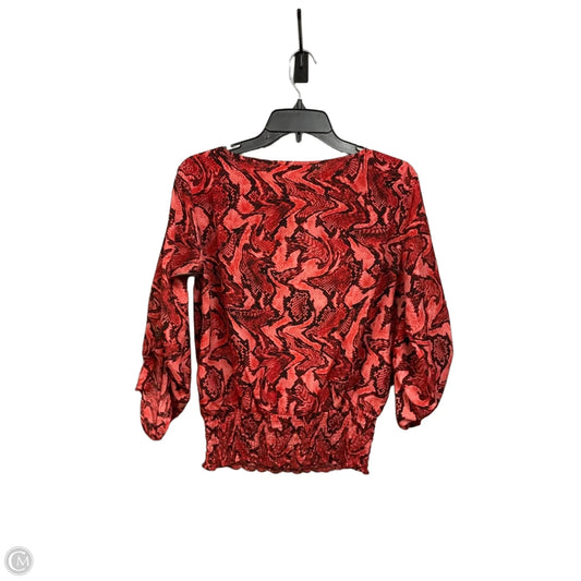 Blouse 3/4 Sleeve By Michael By Michael Kors In Snakeskin Print, Size: S
