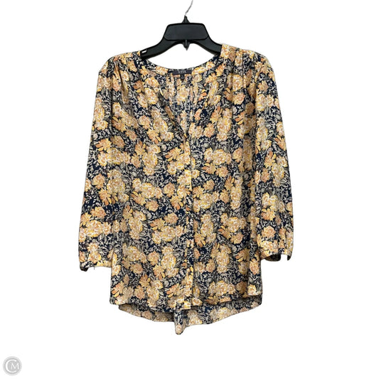 Blouse 3/4 Sleeve By Nydj In Floral Print, Size: L