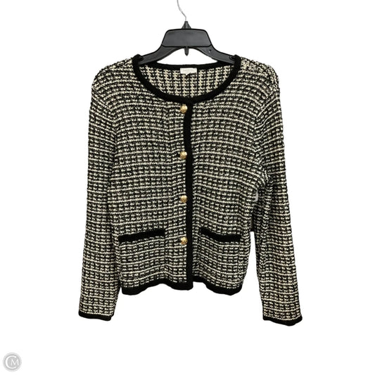 Sweater Cardigan By Talbots In Black & White, Size: M