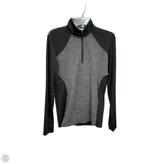 Athletic Top Long Sleeve Collar By Adidas In Black & Grey, Size: M