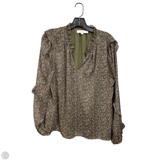 Blouse Long Sleeve By Loft In Floral Print, Size: L