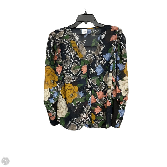 Blouse 3/4 Sleeve By Cabi In Floral Print, Size: L