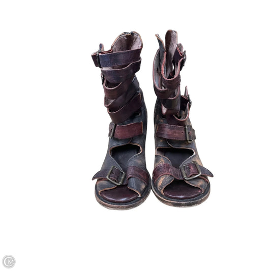 Sandals Heels Block By Cma In Brown, Size: 9