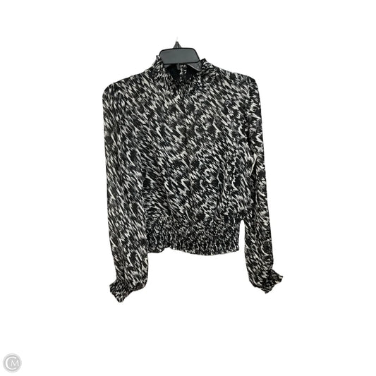 Blouse Long Sleeve By Express In Black & Grey, Size: M