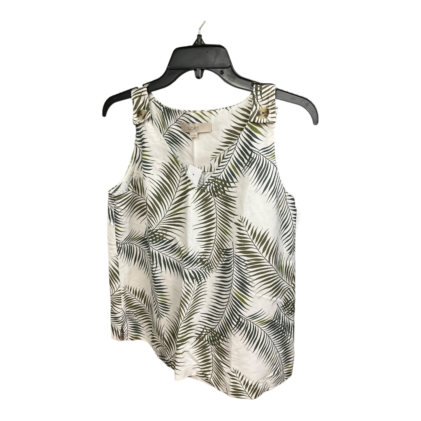 Green & White Top Sleeveless Loft, Size Xs