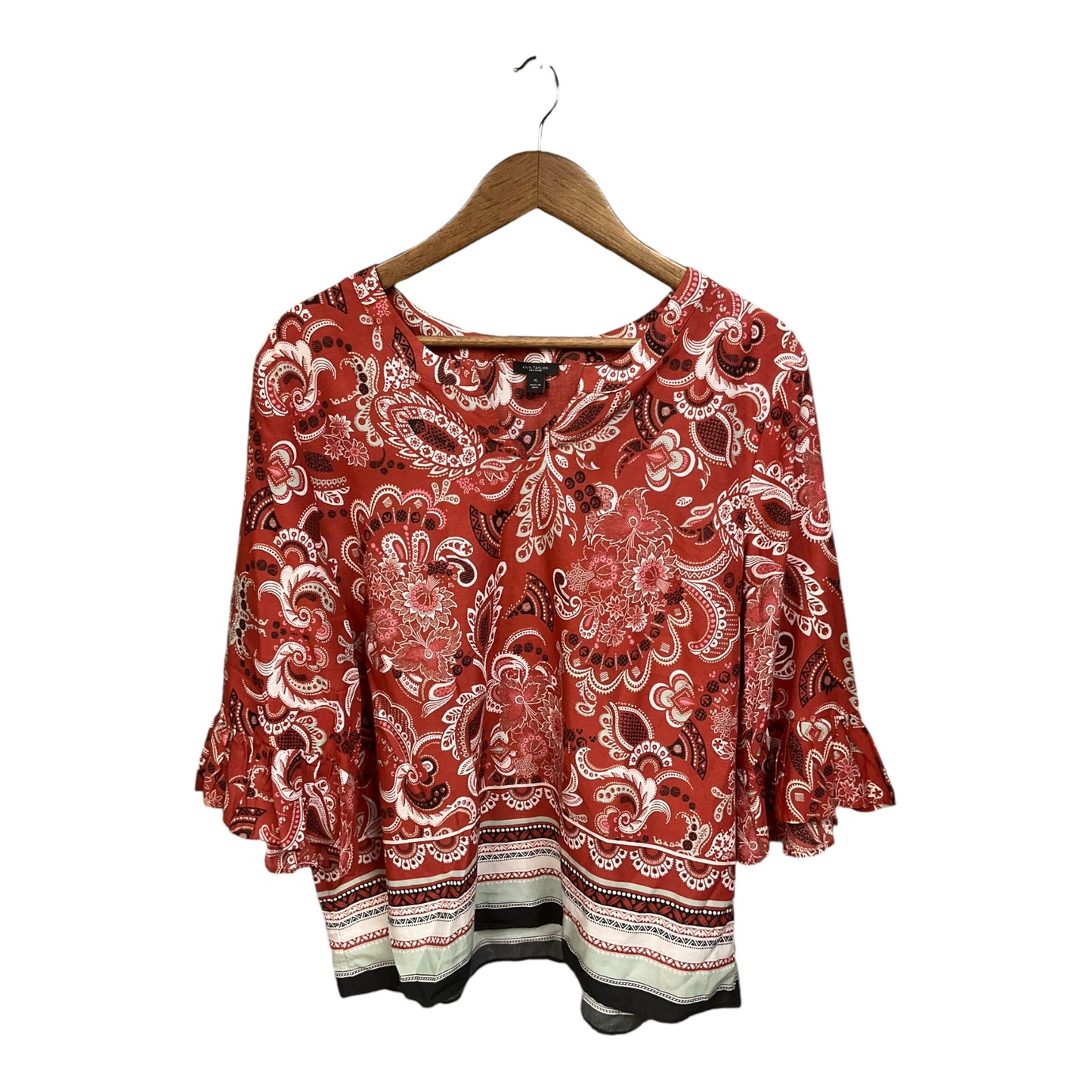 Top 3/4 Sleeve By Ann Taylor In Floral Print, Size: Xl