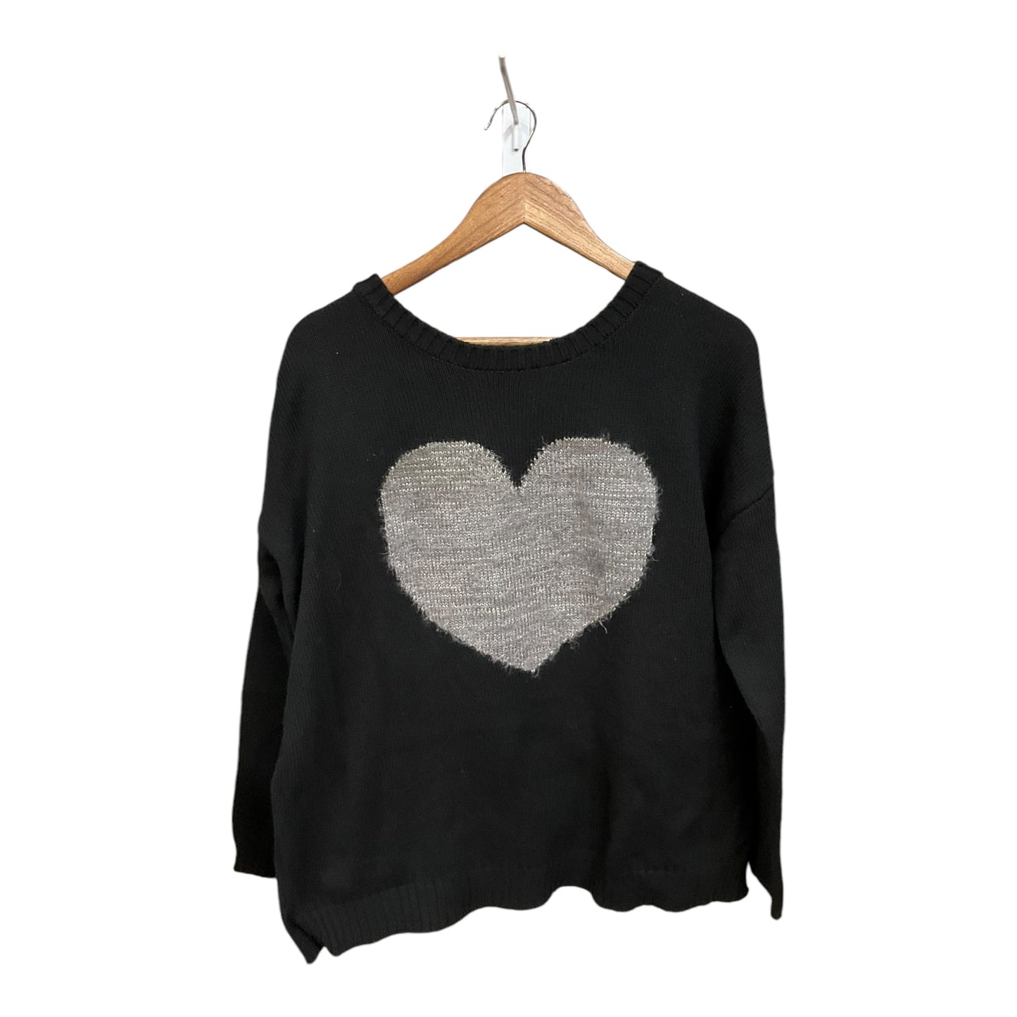 Sweater By Ellos In Black & Silver, Size: L