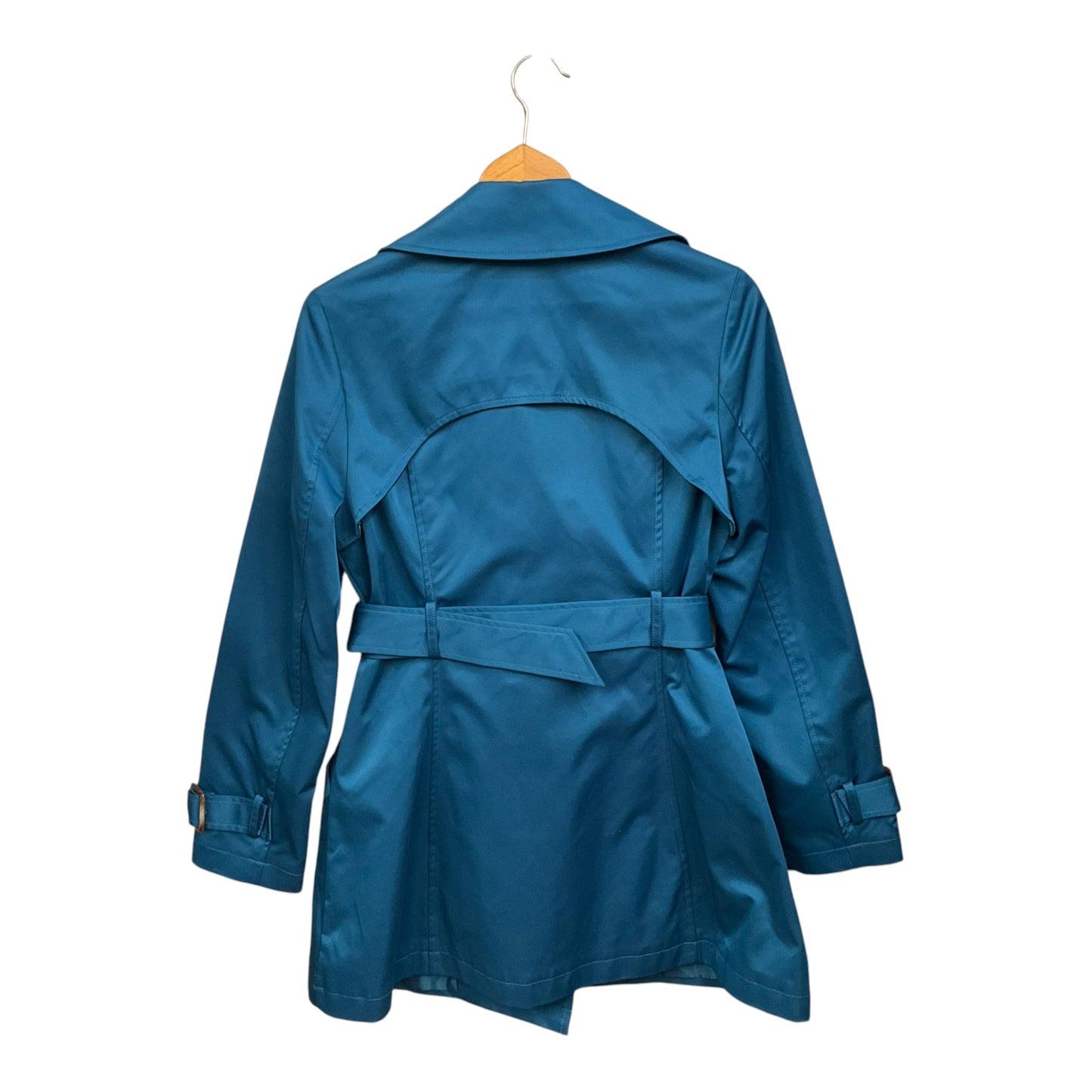 Coat Trench Coat By Clothes Mentor In Teal, Size: M