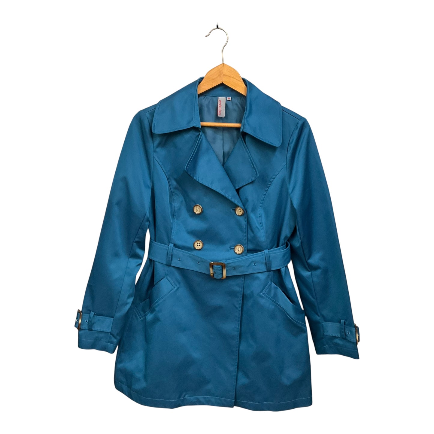 Coat Trench Coat By Clothes Mentor In Teal, Size: M